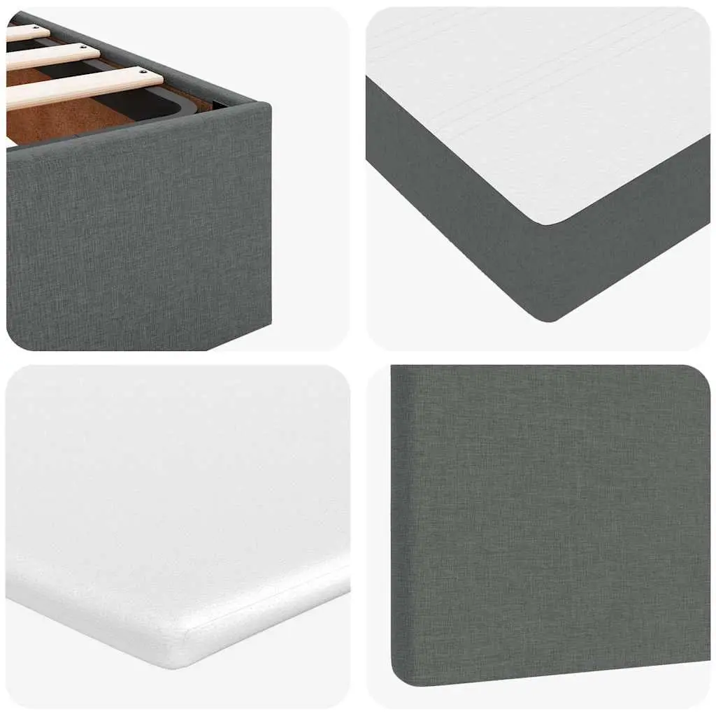Ottoman Bed Queen Grey Fabric Pocket Spring Mattress with LED Lights and Under-bed Storage