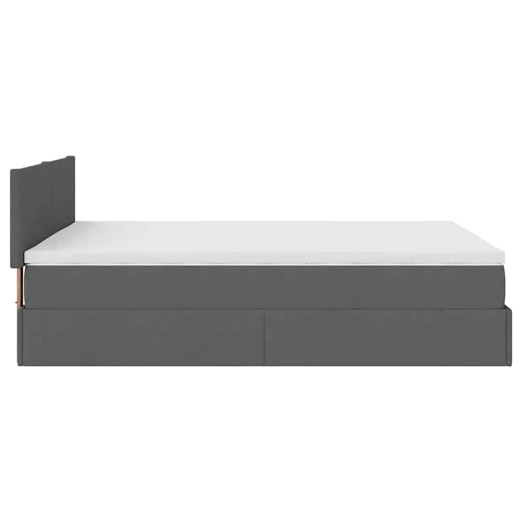 Ottoman Bed Queen Grey Fabric Pocket Spring Mattress with LED Lights and Under-bed Storage