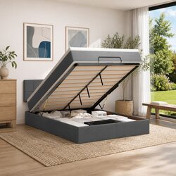 Queen Ottoman Bed with Pocket Spring Mattress and Storage