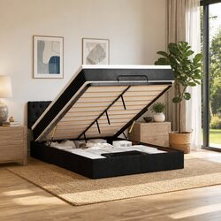 Cozy Double Ottoman Bed with Pocket Spring Mattress and LED