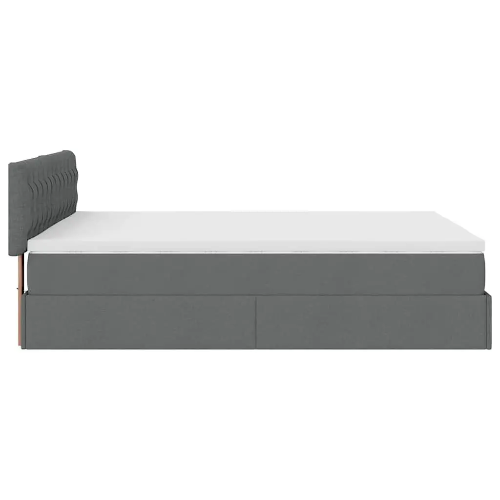 Ottoman Bed Grey Queen Size Pocket Spring Mattress with LED Lights Storage