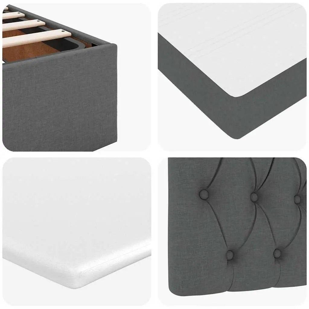 Ottoman Bed Grey Queen Size Pocket Spring Mattress with LED Lights Storage