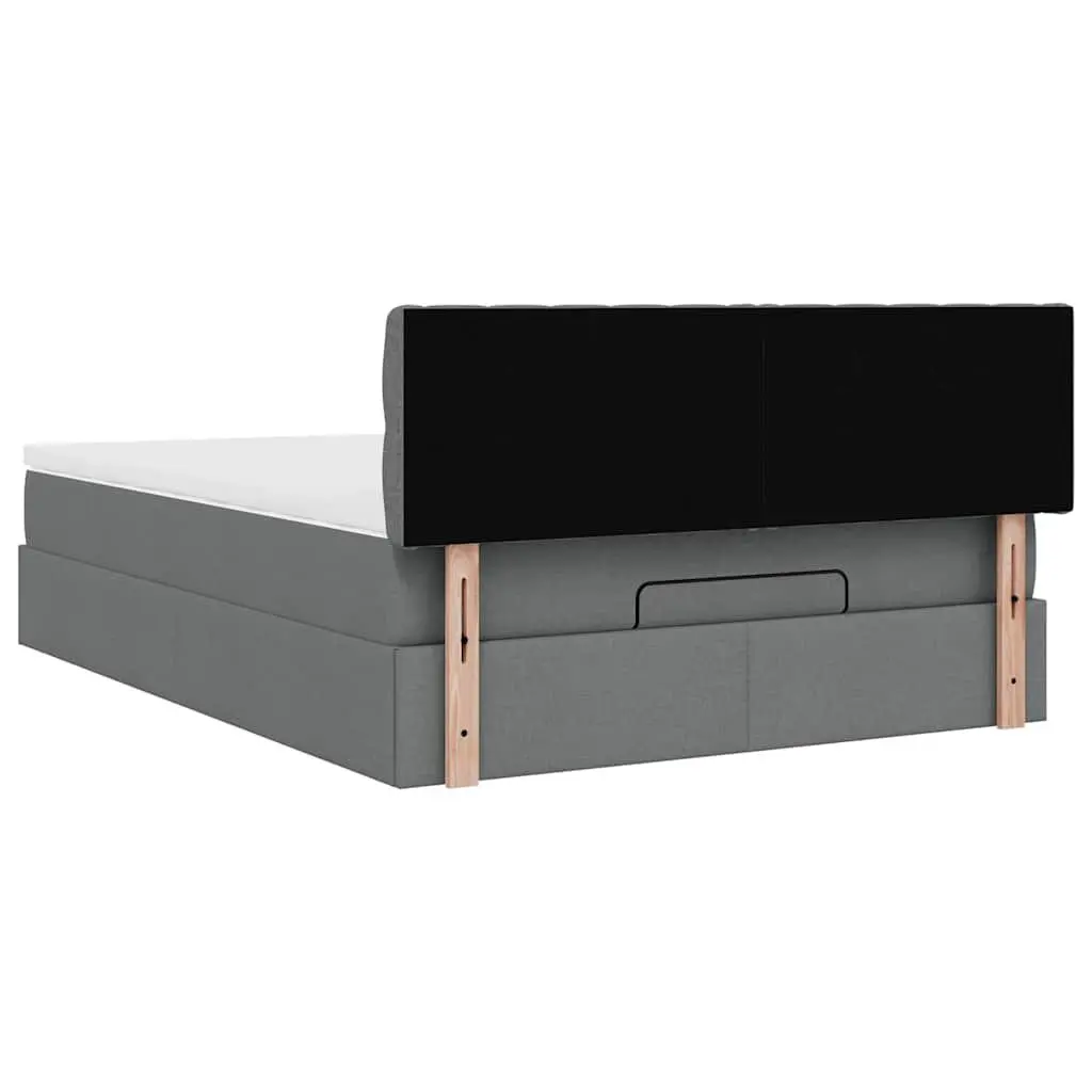 Ottoman Bed Grey Queen Size Pocket Spring Mattress with LED Lights Storage