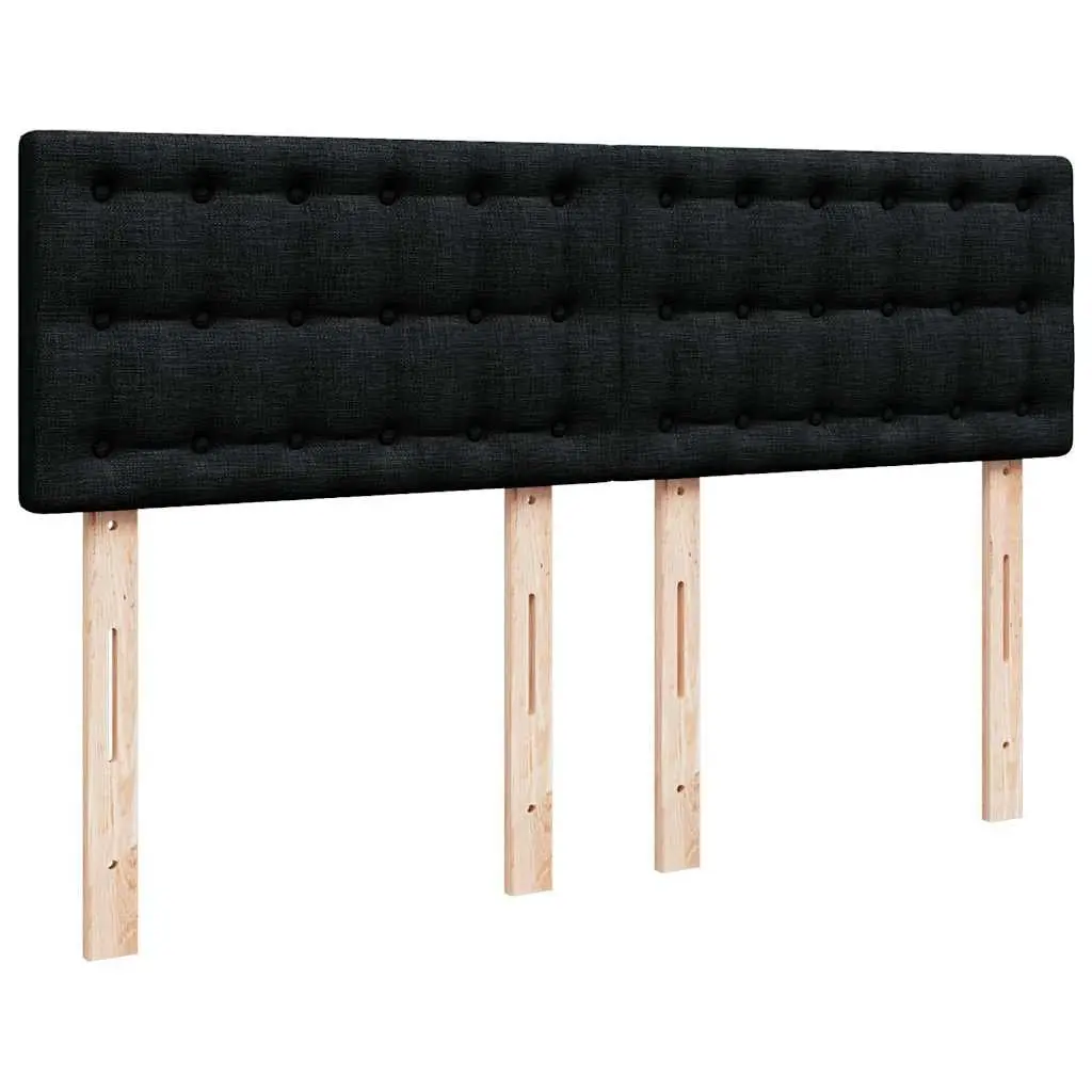 Ottoman Bed Black Fabric Double with Pocket Spring Mattress LED Lights Storage