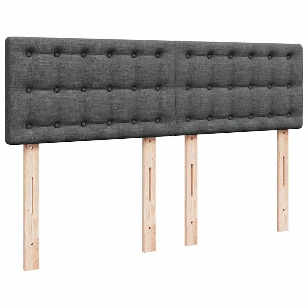 Ottoman Bed Grey Fabric Queen Size with Pocket Spring Mattress and LED Lights