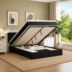 Elegant Ottoman Bed with Pocket Spring Mattress and LED Lights