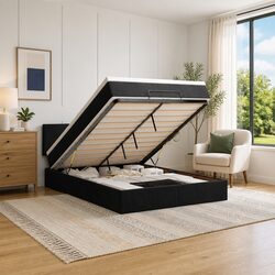 Queen Ottoman Bed with Pocket Spring Mattress and Storage