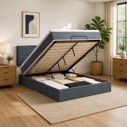 Queen Ottoman Bed with Pocket Spring Mattress and Storage
