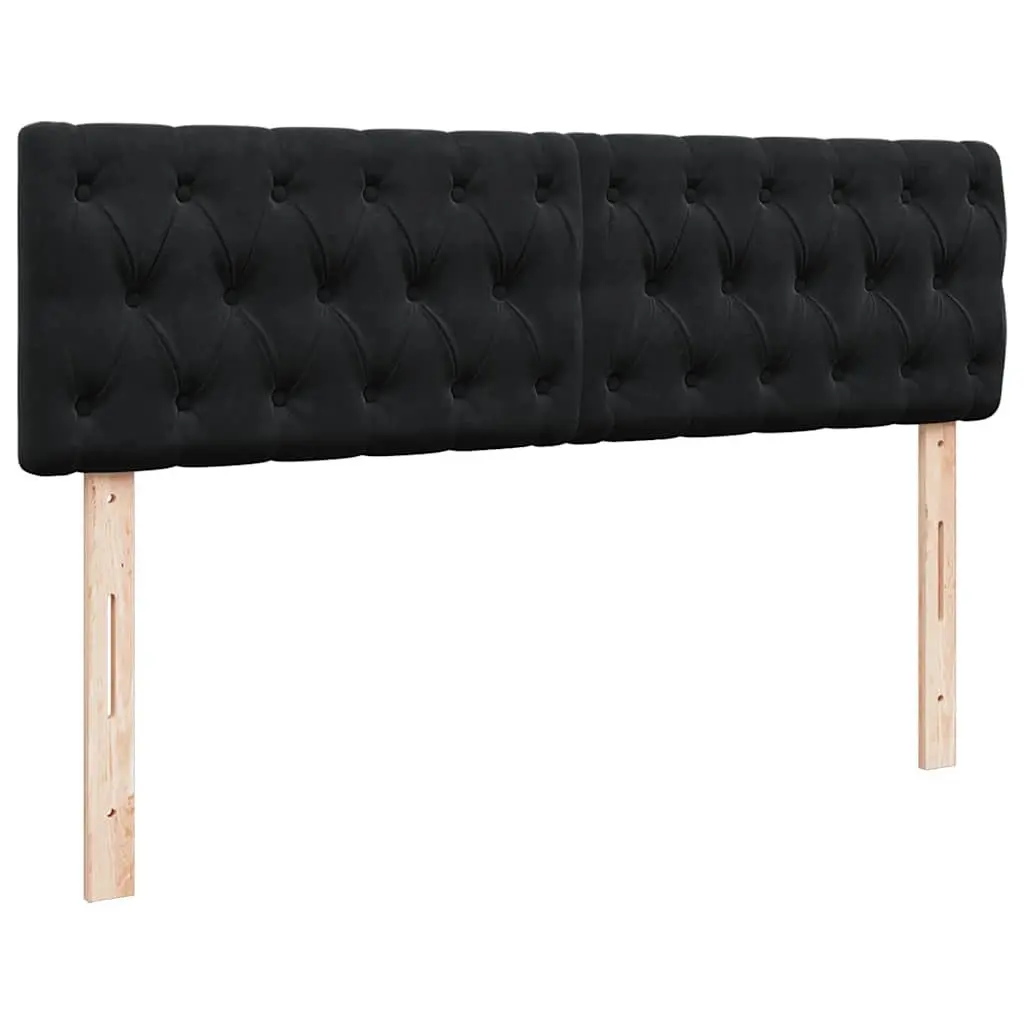 Ottoman Bed Black Velvet Double with Pocket Spring Mattress and LED Lights