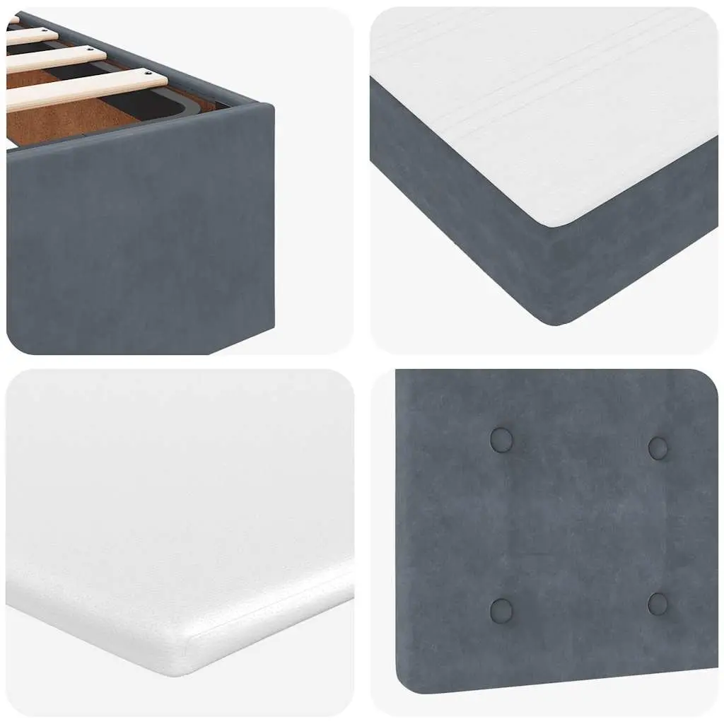 Ottoman Bed Grey Velvet Double with Pocket Spring Mattress Storage and LED Lights