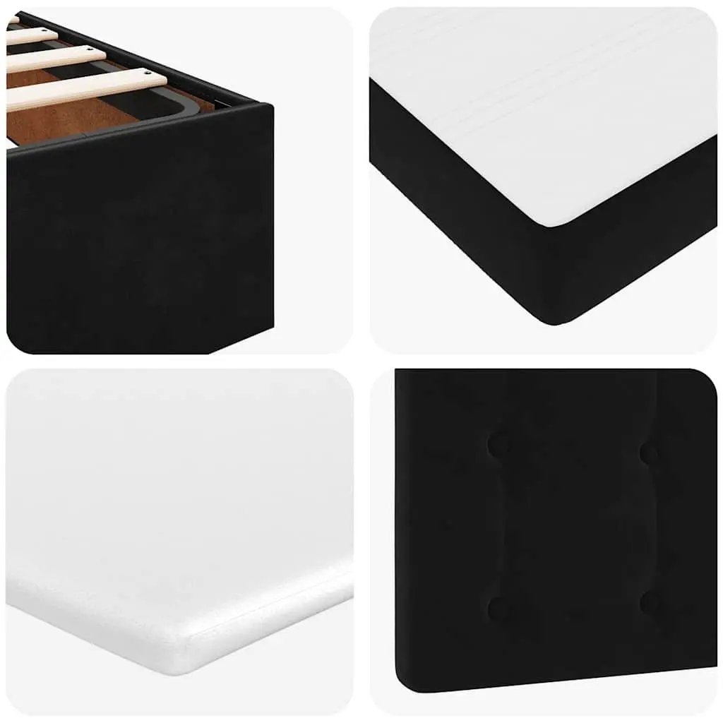 Ottoman Bed Black Velvet Pocket Spring Mattress Under-Bed Storage LED Lights