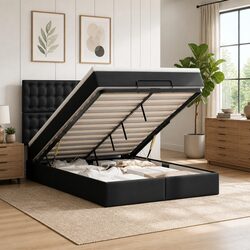 Stylish Queen Ottoman Bed Frame with Pocket Spring Mattress