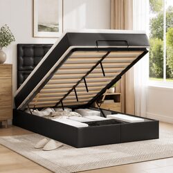 Stylish King Single Ottoman Bed Frame with Storage