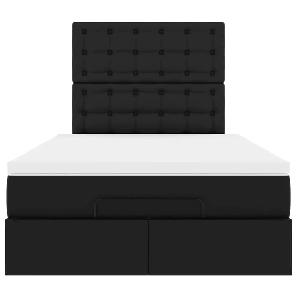 Ottoman Bed Frame King Single Black Faux Leather with Pocket Spring Mattress and Hydraulic Lift Storage
