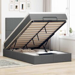 Ottoman Bed with Mattress King Single Grey Storage Lift Pocket Spring Fabric