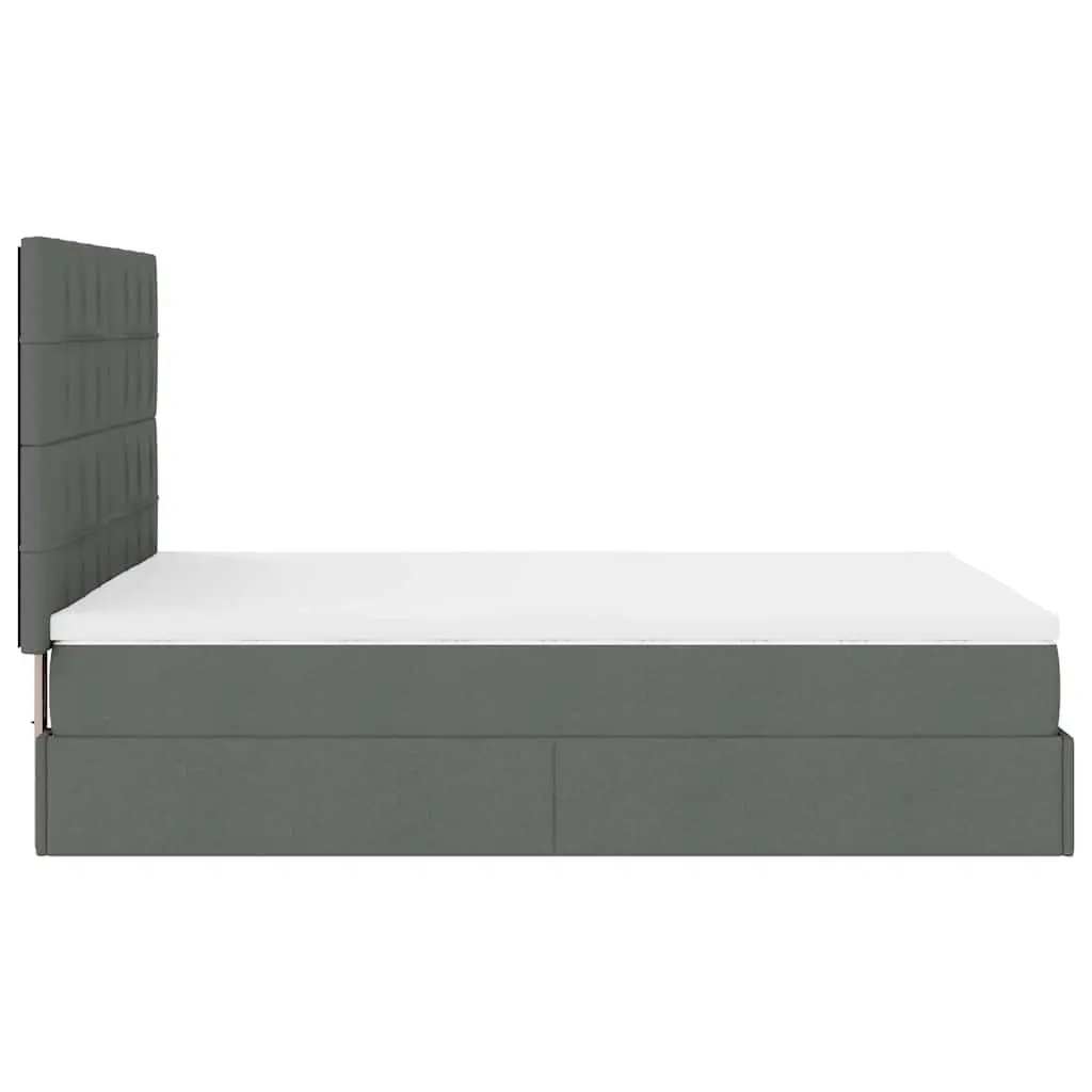 Ottoman Bed Grey Fabric Queen Size with Mattress Storage Lift Slat Base