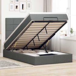 Ottoman Bed with Mattress King Single Grey Storage Lift Up Frame Bedroom