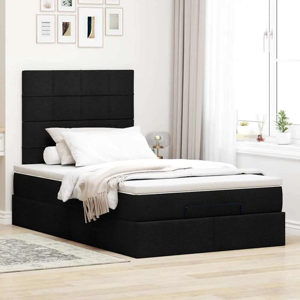 Ottoman Bed Black King Single Pocket Spring Mattress Polyester Fabric