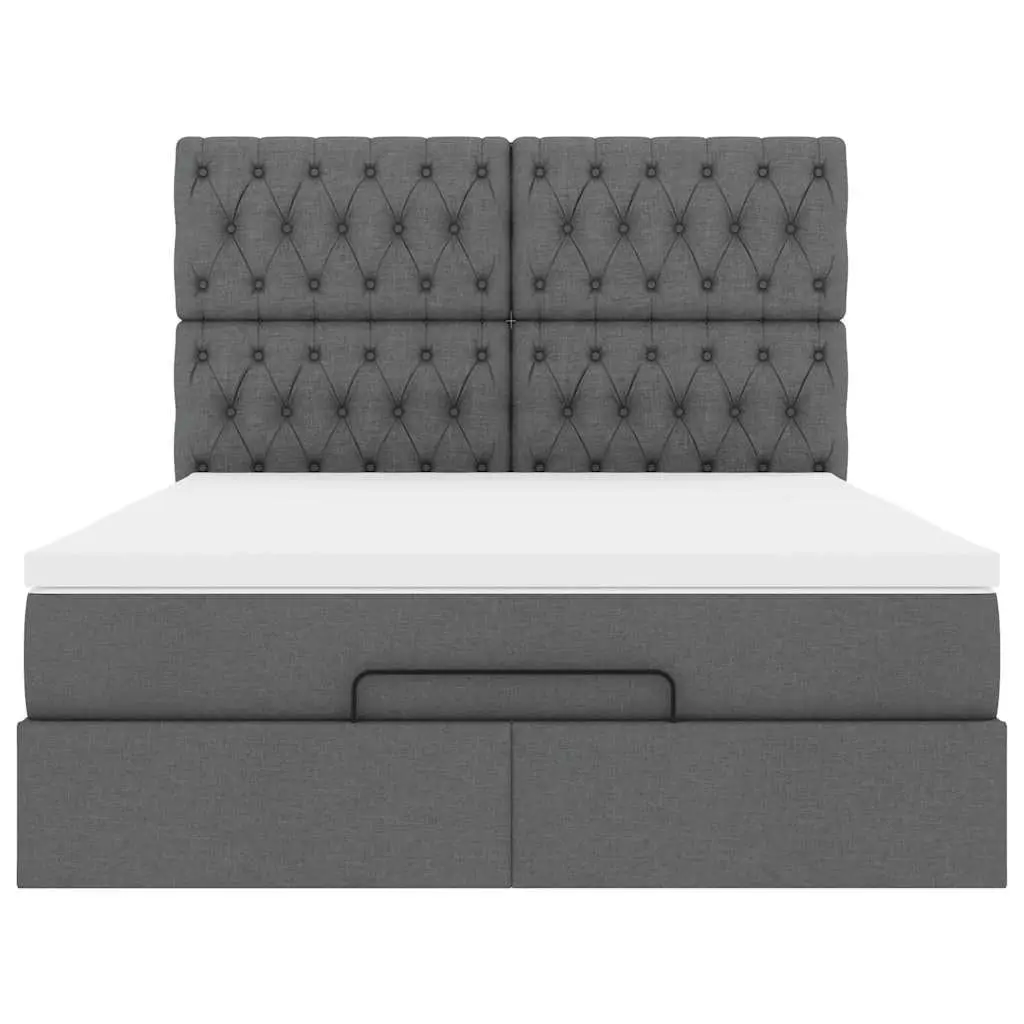 Ottoman Bed Grey Queen Pocket Spring Mattress Storage Furniture