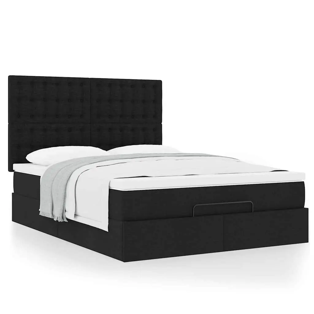 Double Ottoman Bed Black Fabric 4ft6 Pocket Spring Mattress