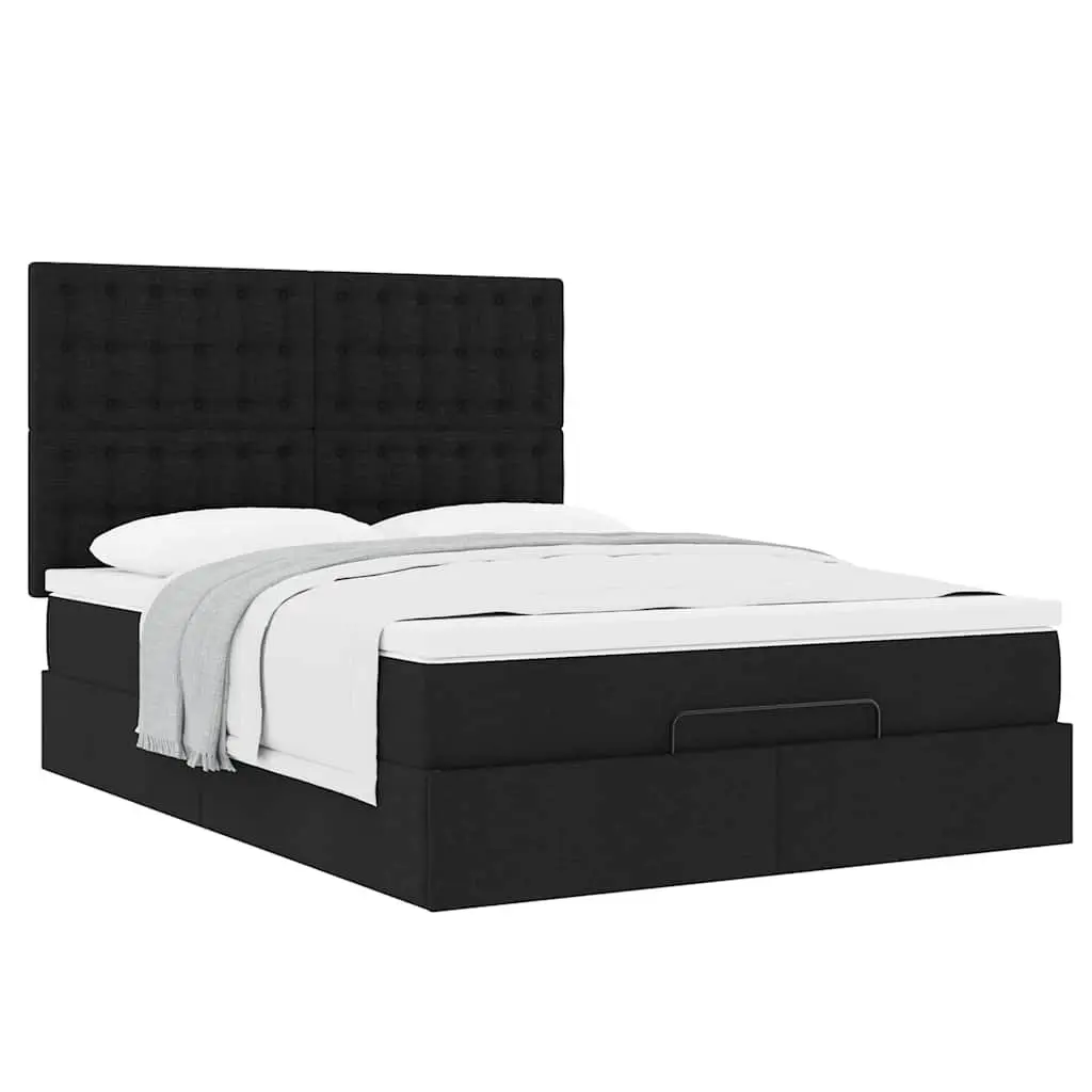 Double Ottoman Bed Black Fabric 4ft6 Pocket Spring Mattress