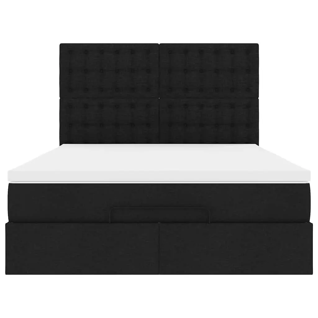 Double Ottoman Bed Black Fabric 4ft6 Pocket Spring Mattress
