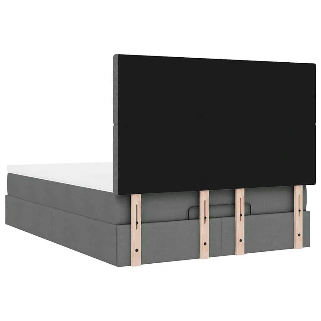 Ottoman Bed Grey Fabric Queen Size with Mattress Hydraulic Lift Storage Frame
