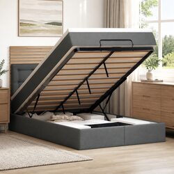 Grey Fabric Ottoman Bed with Pocket Spring Mattress