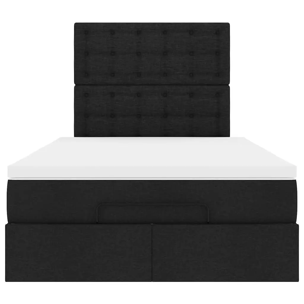 Ottoman Bed King Single Black Fabric with Mattress Pocket Spring Hydraulic Lift Storage