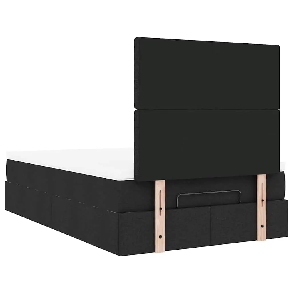 Ottoman Bed King Single Black Fabric with Mattress Pocket Spring Hydraulic Lift Storage