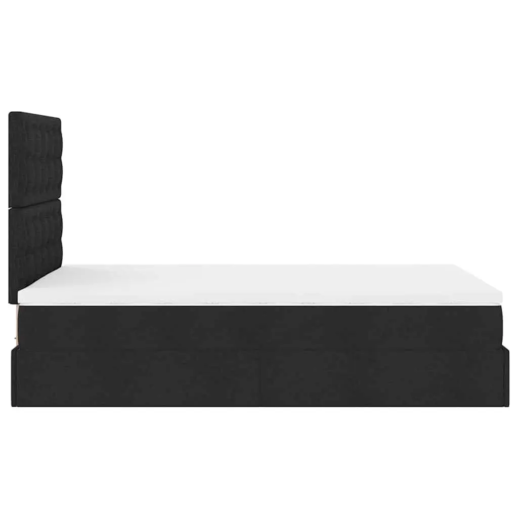 Ottoman Bed King Single Black Fabric with Mattress Pocket Spring Hydraulic Lift Storage