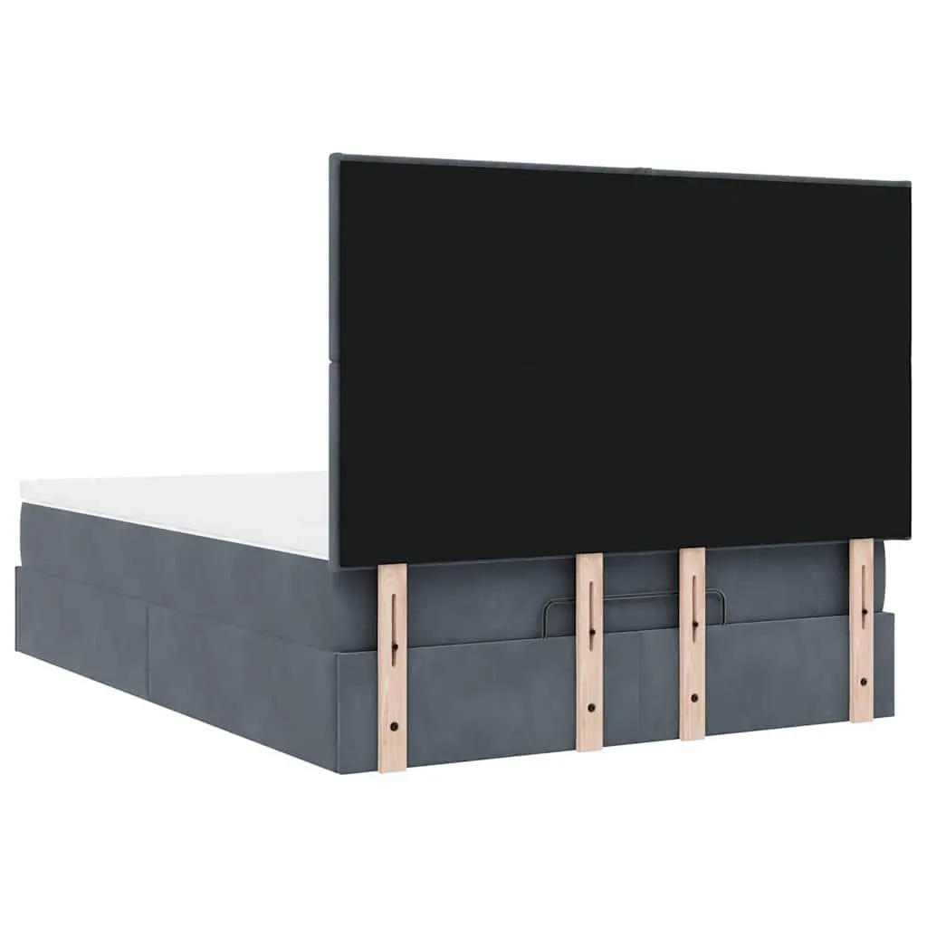 Queen Ottoman Bed Grey Velvet Pocket Spring Mattress Storage Lift