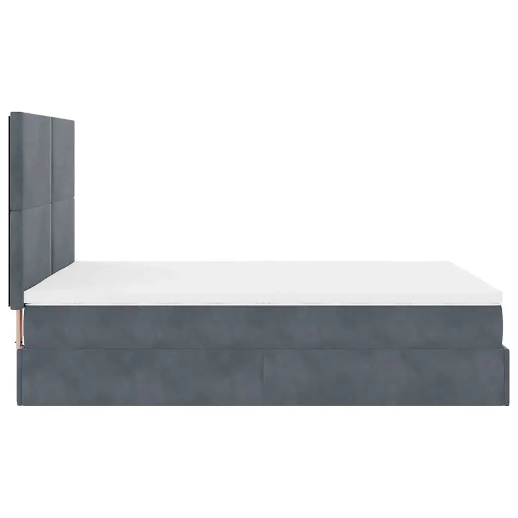 Queen Ottoman Bed Grey Velvet Pocket Spring Mattress Storage Lift