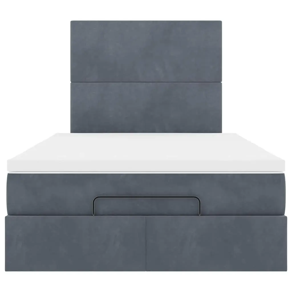 Ottoman Bed King Single Grey Velvet Upholstered Storage Frame with Pocket Spring Mattress