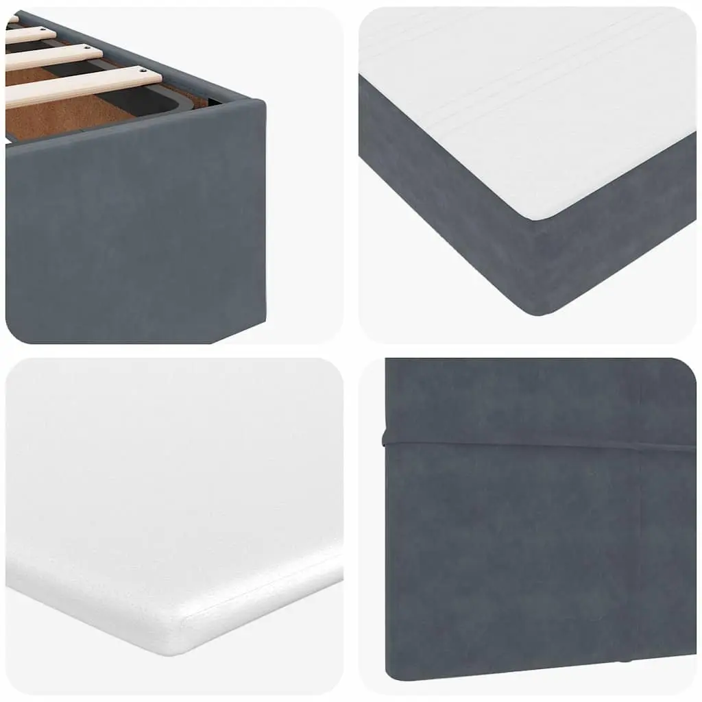 Queen Ottoman Bed Velvet Grey Upholstered with Pocket Spring Mattress and Hydraulic Lift Storage