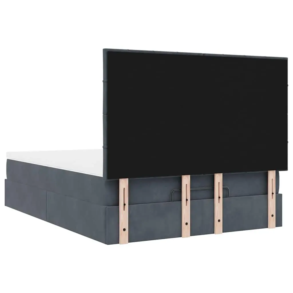 Queen Ottoman Bed Velvet Grey Upholstered with Pocket Spring Mattress and Hydraulic Lift Storage