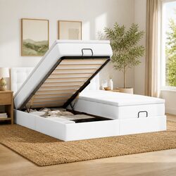 King Single Ottoman Bed with Pocket Spring Mattresses in Grey Velvet