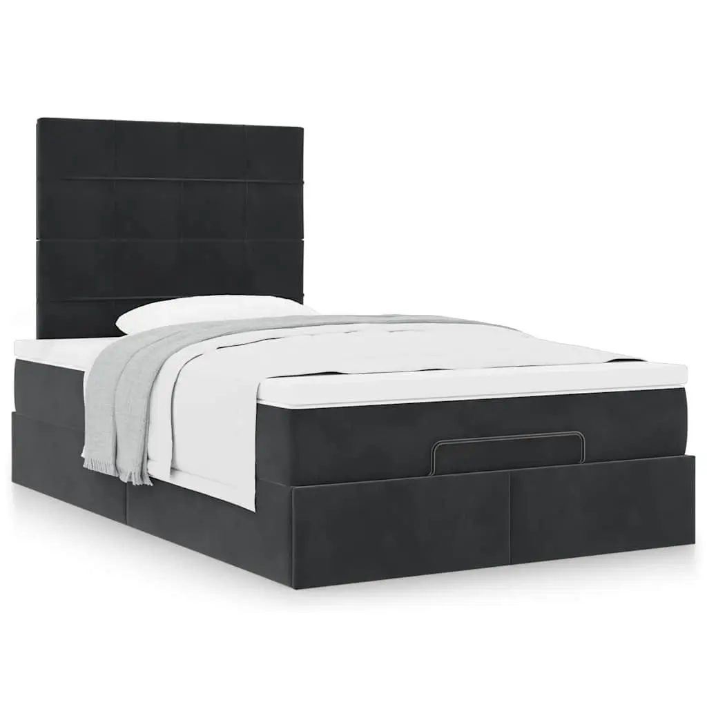 Ottoman Bed Black Velvet King Single Storage Lift Frame with Pocket Spring Mattress