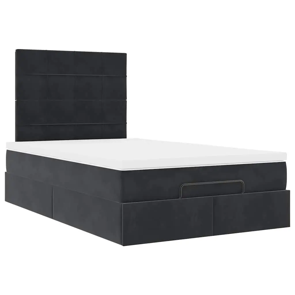 Ottoman Bed Black Velvet King Single Storage Lift Frame with Pocket Spring Mattress