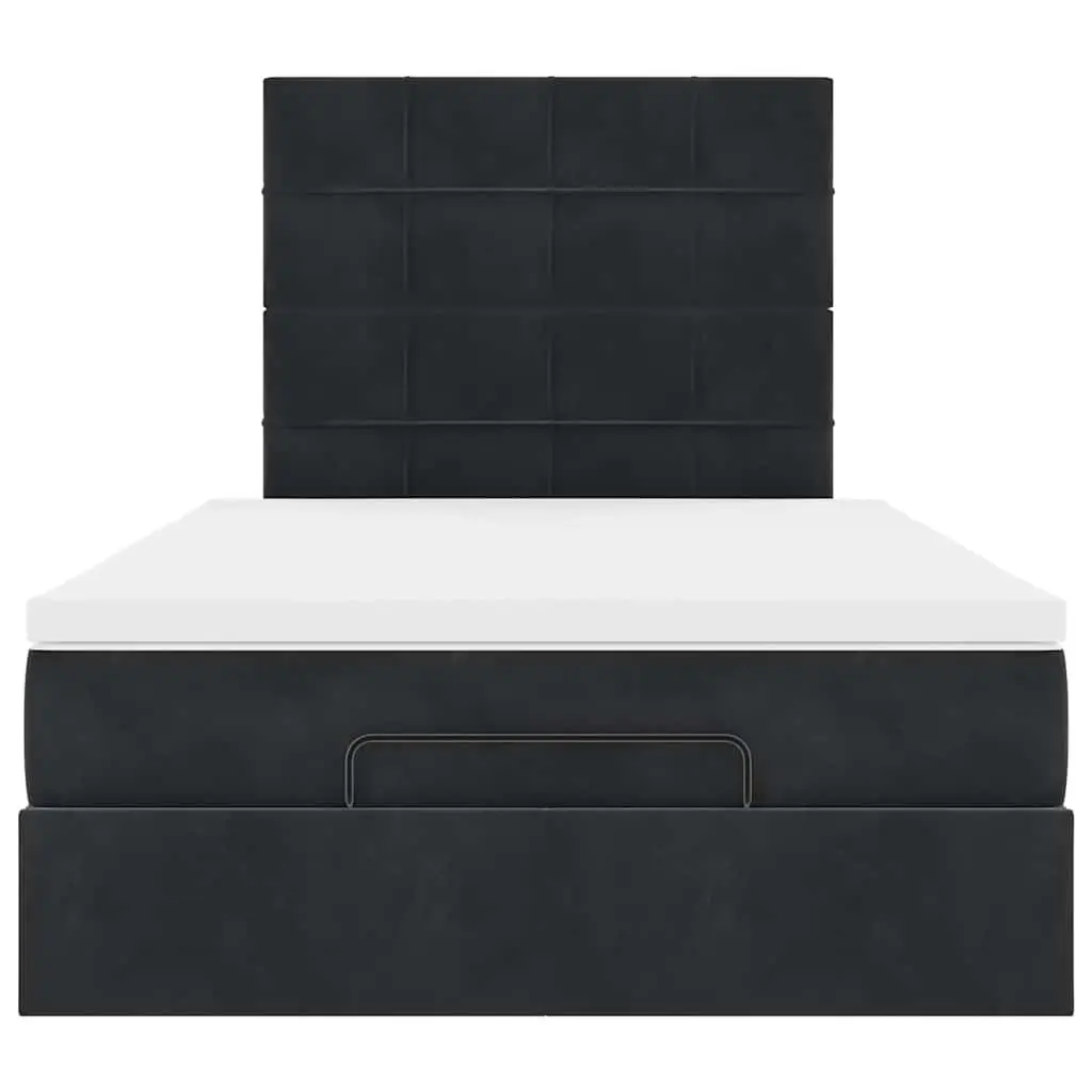 Ottoman Bed Black Velvet King Single Storage Lift Frame with Pocket Spring Mattress
