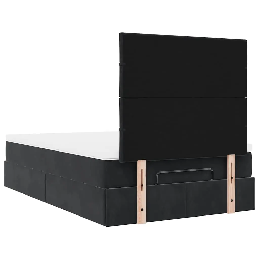 Ottoman Bed Black Velvet King Single Storage Lift Frame with Pocket Spring Mattress