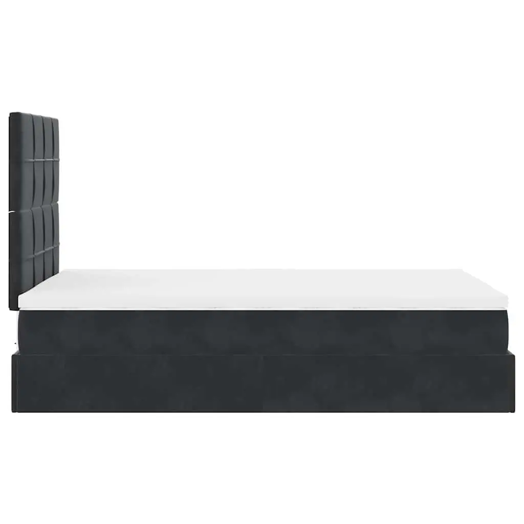 Ottoman Bed Black Velvet King Single Storage Lift Frame with Pocket Spring Mattress