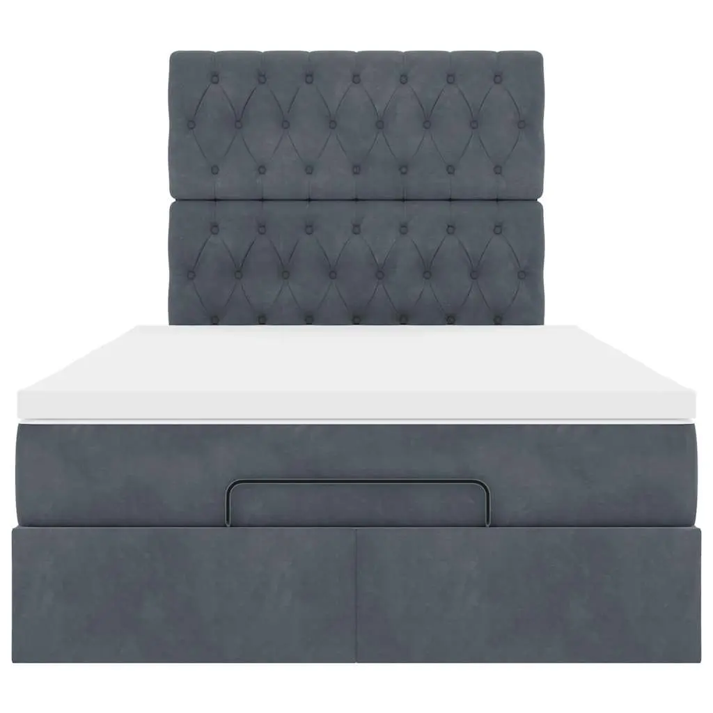 Ottoman Bed Grey Velvet King Single Storage Frame with Lift-Up Mechanism and Pocket Spring Mattress