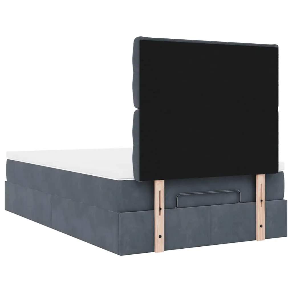 Ottoman Bed Grey Velvet King Single Storage Frame with Lift-Up Mechanism and Pocket Spring Mattress