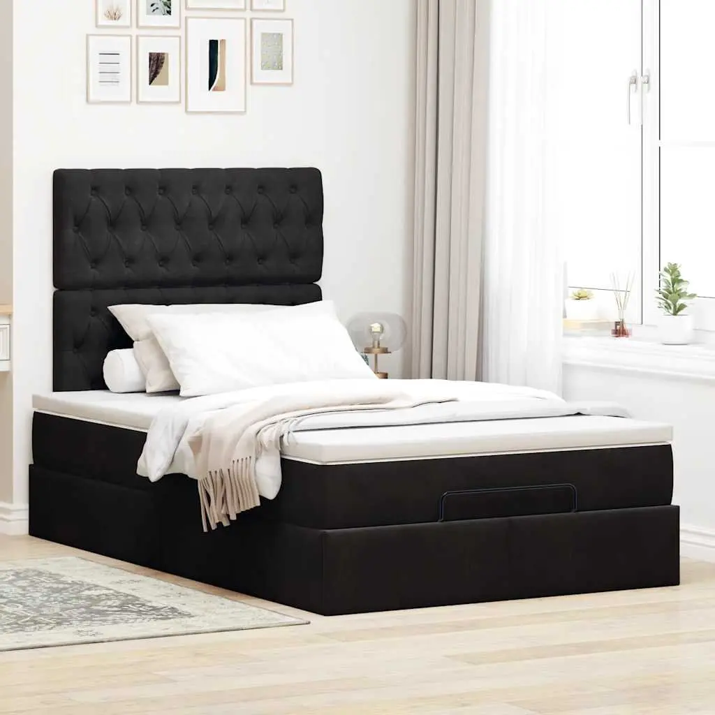Ottoman Bed Black Velvet King Single Storage Lift-Up Frame with Pocket Spring Mattress
