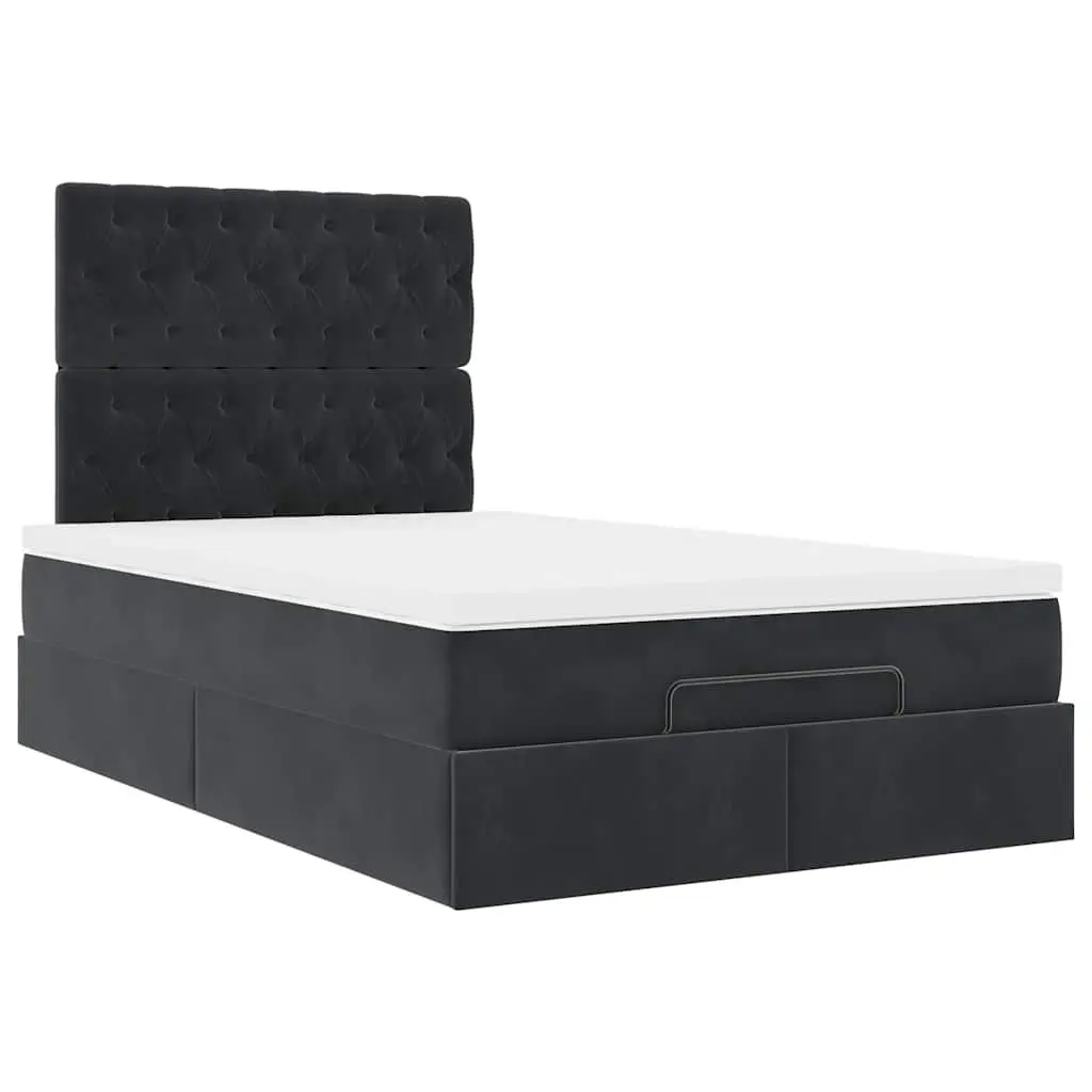 Ottoman Bed Black Velvet King Single Storage Lift-Up Frame with Pocket Spring Mattress