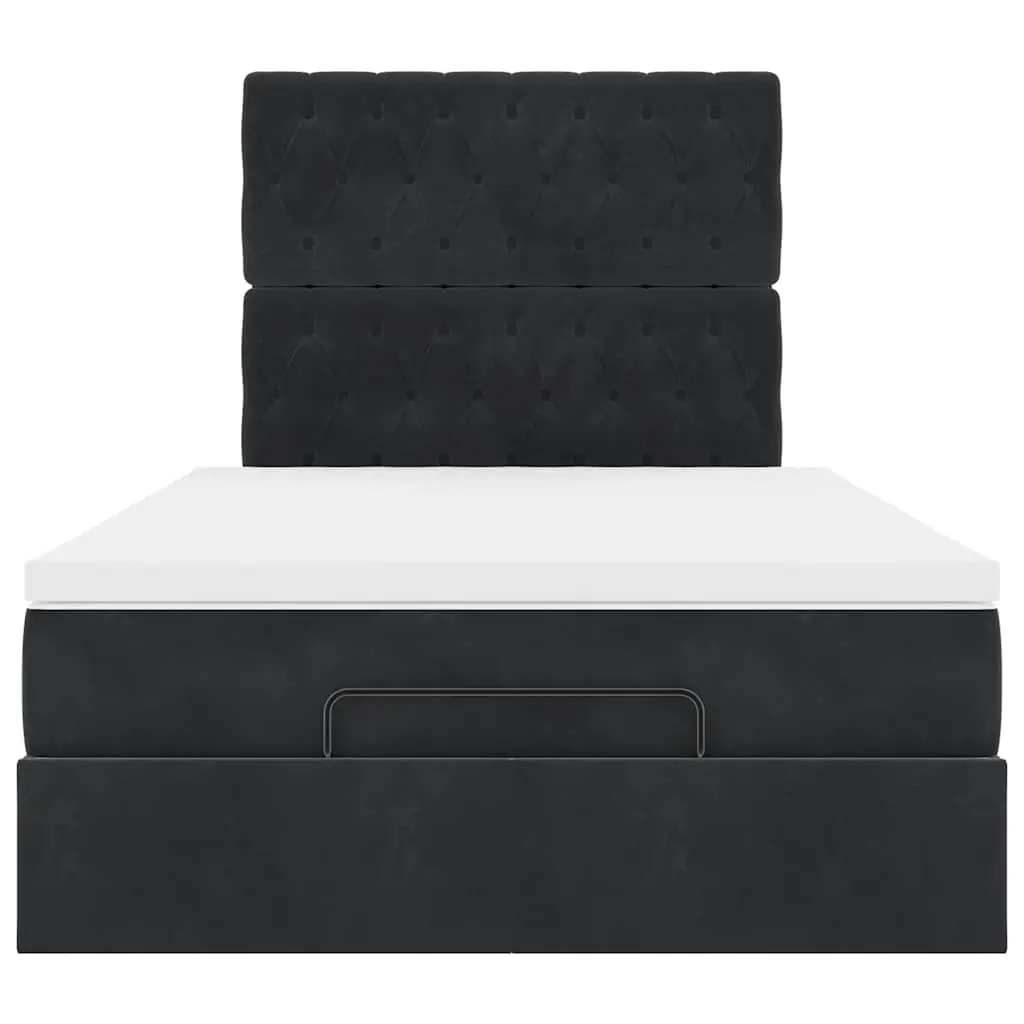 Ottoman Bed Black Velvet King Single Storage Lift-Up Frame with Pocket Spring Mattress