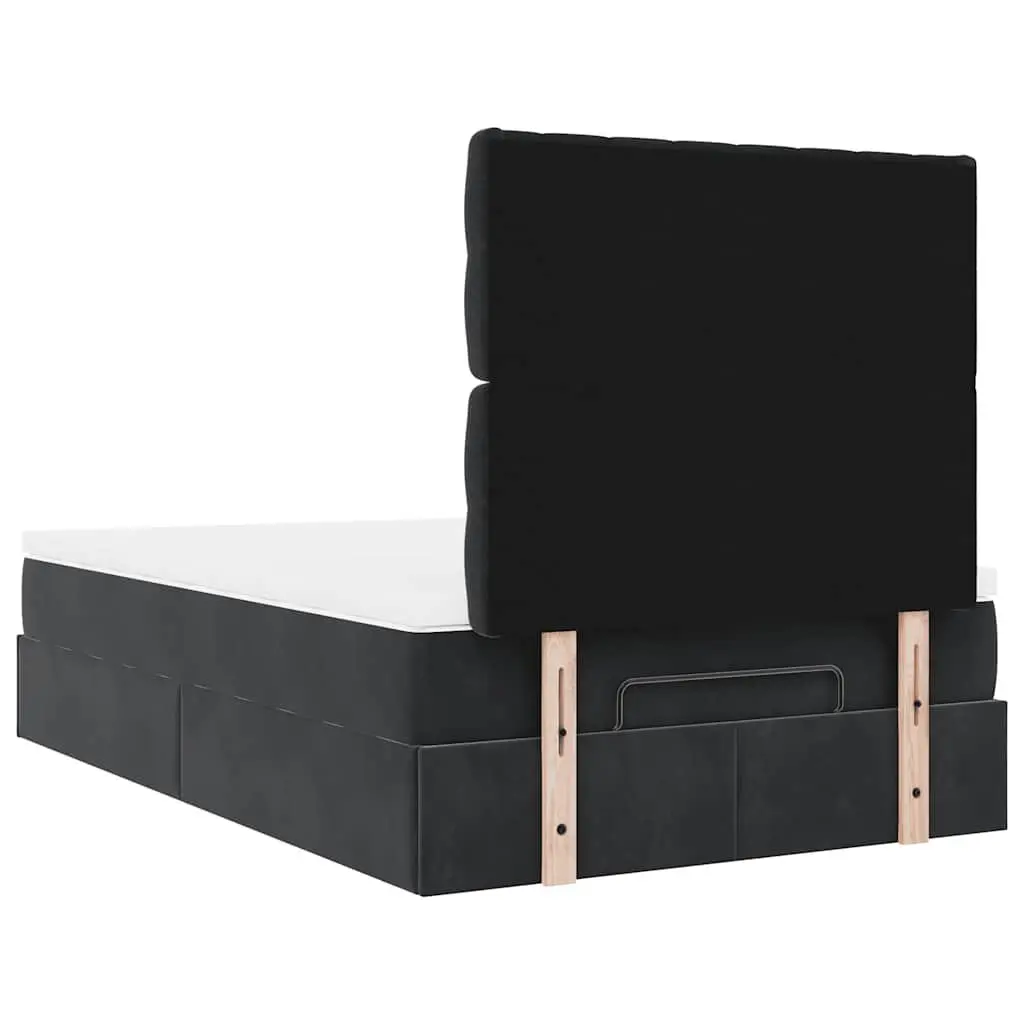 Ottoman Bed Black Velvet King Single Storage Lift-Up Frame with Pocket Spring Mattress
