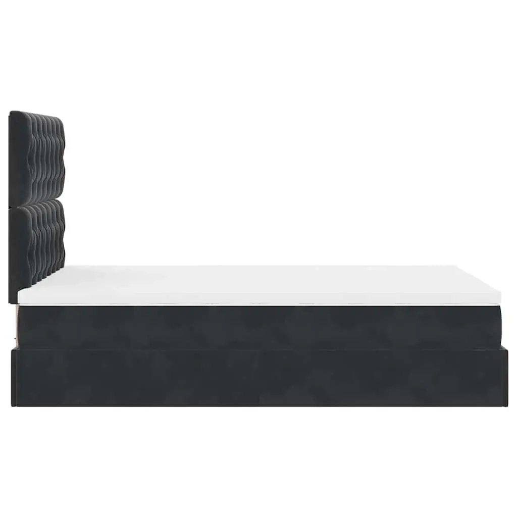 Ottoman Bed Black Velvet King Single Storage Lift-Up Frame with Pocket Spring Mattress