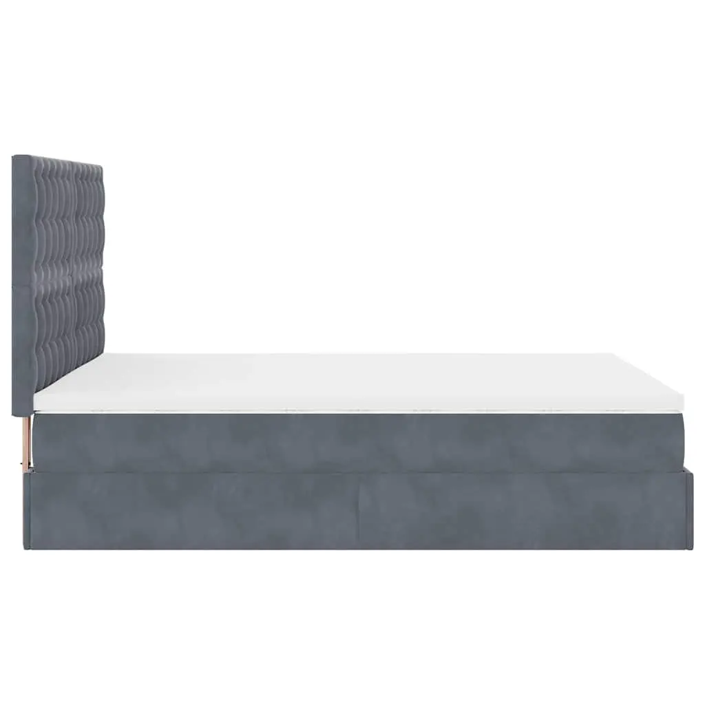 Ottoman Bed Queen Grey Velvet Pocket Spring Mattress with Hydraulic Lift Storage